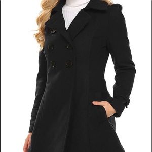 Black double breasted pea coat